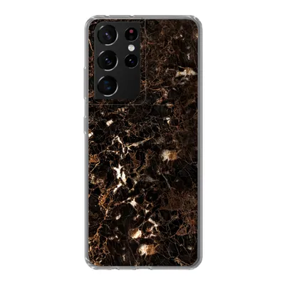 Produktbild von MuchoWow® Handyhülle Schutzhülle Hülle für Samsung Galaxy S21 Ultra Marmor - Schwarz - Gold Silikon Softcase Handy Hülle - Mobiltelefon