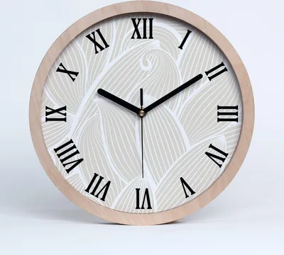 Produktbild von Holzuhr 30fi cm wanduhr - schwarze Spitzen - Blätter-Muster