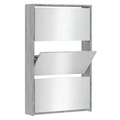 Obrázek produktu pro Botník se zrcadlem 3patrový šedá sonoma 63x17x102,5 cm