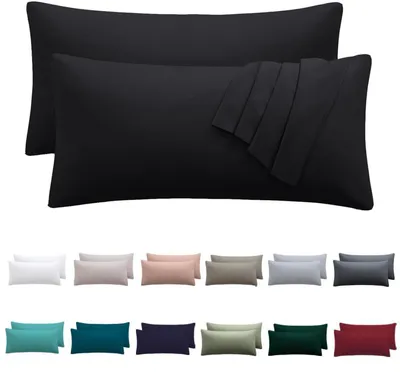 Immagine prodotto di Set di 2 federe per cuscini, 50x70 cm, colore nero, in microfibra