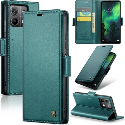 Immagine prodotto di Xiaomi Redmi Note 13 5G Case, Custodia in pelle portafoglio carta Cover protettiva con stand per Xiaomi Redmi Note 13 5G verde