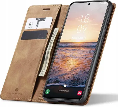Zdjęcie produktu dla Etui z klapką SPACECASE Wallet do Galaxy S23 Brązowy