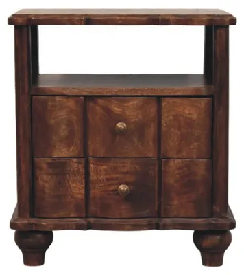 Produktbild von Artisan Furniture Massivholz 2-Schubladen-Nachttischchen mit offenem Regal