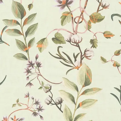 Immagine prodotto di Profhome 782121-GU Carta da parati floreale opaca verde chiaro-verde marrone viola 5,33 m2