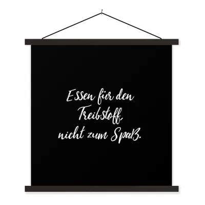 Produktbild von MuchoWow® Textilposter Zitate - Nahrung zum Nachdenken, nicht zum Vergnügen - Sprichwörter - Essen 120x120 cm mit schwarzem Rahmen - Aufhängungsset