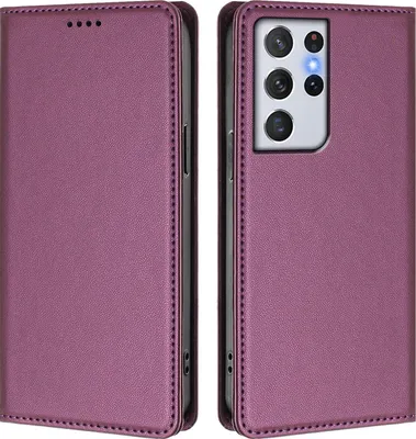 Image de Etui en cuir pour Samsung Galaxy S21 Ultra 5G, étui magnétique en cuirPolyuréthaneavec support Violet