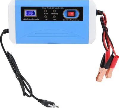 Zdjęcie produktu dla Ładowarka akumulatorów samochodowych 12V/24 V Wydajny, inteligentny wyświetlacz LCD Automatyczna naprawa impulsowa dla akumulatorów 10AH -200AH 110-240V
