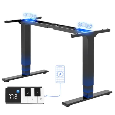 Produktbild von FLEXISPOT EC5 Pro Höhenverstellbarer Schreibtisch Elektrisch Tischgestell 160KG Tragkraft, 2 starke Motoren, Piano-Tasten-Design USB-Anschluss Schwarz