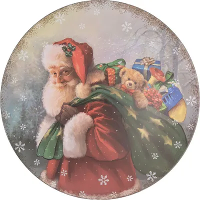 Produktbild von Clayre & Eef Unterteller Ø 40 cm Rot Grün Kunststoff Rund Weihnachtsmann
