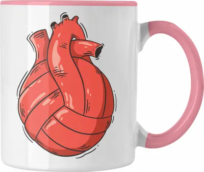 Produktbild von Trendation - Herz Tasse Valentinstag Volleyball Spieler Kaffeetasse Geschenk für Sie Ihn Liebe Blumen Volleyball Trainer Coach Grafik (Rosa)