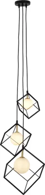 Produktbild von Näve Leuchten 3flg. Pendelleuchte "CADRE" H: 147cm 3flg. Pendelleuchte "CADRE" H: 147cm Pendelleuchte - 3 flg. Pendelleuchte "CADRE" H: 147cm, Hängelampe im Industrial Style, ausMetall und Glas in schwarz, 147 cm hoch, Maße 40 x 40 cm, G9-Fassung