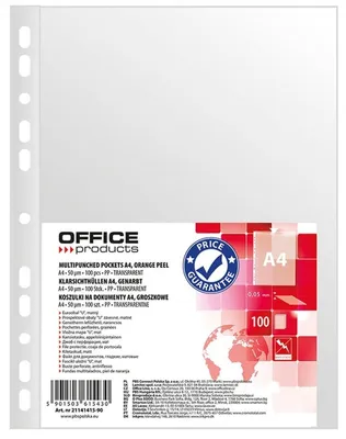 Obrázek produktu pro Paczka koszulki na dokumenty A4 Office Products PP groszkowe 50mikr.