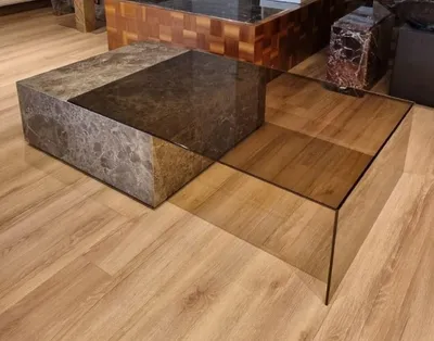Image de Casa Padrino Luxe Table basse en marbre avec plateau en verre Gris 150 cm