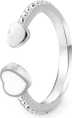 Image de Petite bague ouverte en argent avec cœurs AGG472