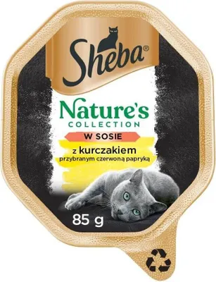 Produktbild von Sheba Nature's Collection in Sauce mit Huhn garniert mit roter Paprika Natürliches und hochwertiges Katzen Nassfutter 22 x 85g