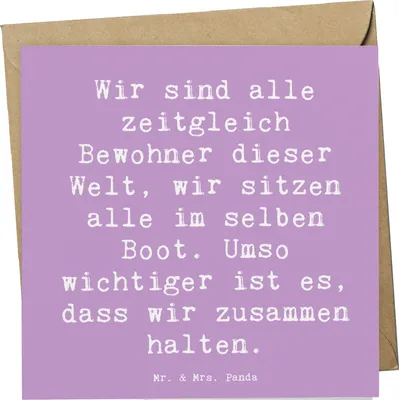 Produktbild von Mr. & Mrs. Panda Grußkarte Spruch Freundlichkeiten verbreiten - Lavendeltraum - Geschenk, Zuversicht, Vertrauem, faltkarte, doppelkarte, handgefertigte Produkte, Trost
