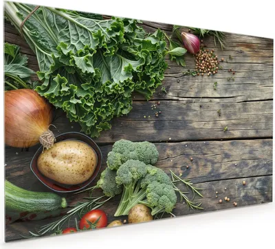 Produktbild von Küchenrückwand Spritzschutz Glas mit Motiv Frisches Gemüse 40 x 40 cm