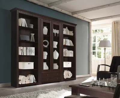 Produktbild von Regalwand kolonial Vitrinenschrank Kiefer 262 cm Cordoba