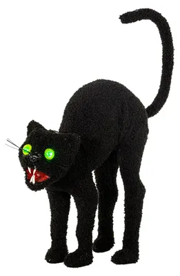 Produktbild von Schwarze Katze mit Leuchtenden LED Augen & Katzenbuckel 32 cm