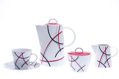 Image de Service à café, porcelaine de Carlsbad Thun, Tom, lignes, 15 pièces