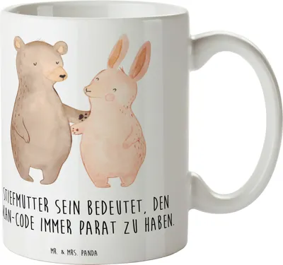 Produktbild von Mr. & Mrs. Panda Tasse Stiefmutter Heldin - Weiß - Geschenk, technologie, familie, Liebe, Kaffeetasse, schöne, Weihnachten, Bedruckte, Pott, Freude, Kaffeebecher