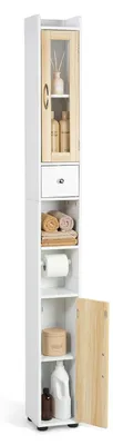 Hochschrank 180x20x20 cm, schmal, 2 Türen, 1 Schublade, verstellbares Regal