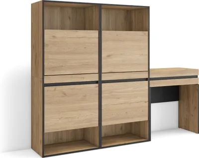 Produktbild von Schuhregal, Schuhschrank, 190x35x145 cm, Für Schlafzimmer, Zimmer, Schminktisch, Eiche