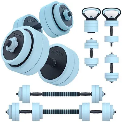 Produktbild von Famanu Hantelset 4-in-1, verstellbar bis 20 kg - inklusive Kurzhanteln, Kettlebell und Liegestützgriffen