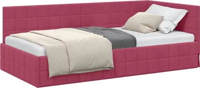 Obrázek produktu pro vidaXL Rohový rám postele s čelem vínově červený 90 cm x 190 cm sametový