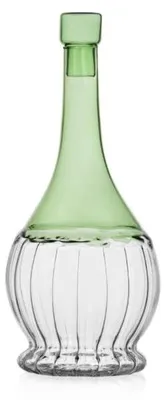 Grüne Glasflasche 1 L handgefertigt Borosilikatglas