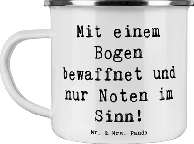 Produktbild von Mr. & Mrs. Panda Emaille Tasse Spruch Violoncello Magie - Weiß - Geschenk, Lernen, Jazz, Teetasse, Bogen, Instrument, Streichinstrument, Becher, Noten, Musik, Pott