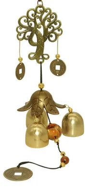 Produktbild von Windspiel Garten Glücksbaum Metall Gelb ca. 49,5 cm