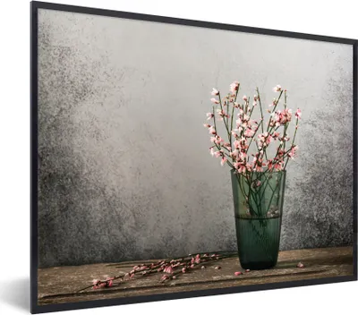 Produktbild von MuchoWow® Gerahmtes Poster Blumen - Rosa - Stilleben 80x60 cm - Poster mit Schwarzem Bilderrahmen Wandposter Rahmen Foto Bilder - Schwarzem - Mit Gestell