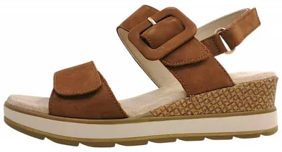 Image de Caprice - Sandales pour femmes, talons compensés, couleur marron, style décontracté