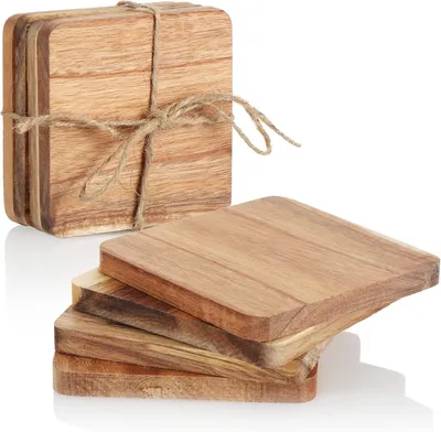 Image de Sous-verres en bois - Lot de 8 - Supports pour tasses et verres