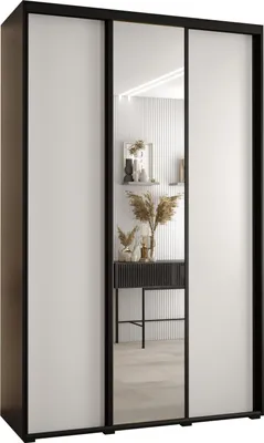 Produktbild von MEBLE KRYSPOL Davos 3 Schrank, drei Türen - 235,2x150x45 cm - Schwarz Weiß Schwarz