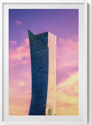 Produktbild von Wolkenkratzer in Warschau– Wandbild mit Rahmen – Gerahmtes Bild  – Wanddekoration – 70x100 cm –  Weiß Rahmen