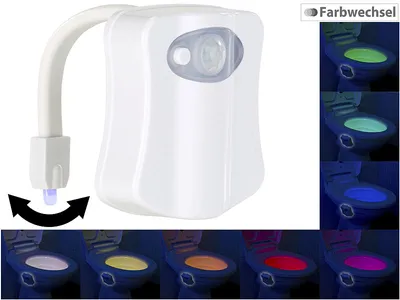 Produktbild von LED-Toilettenlicht mit Licht- & Bewegungs-Sensor, 2 Modi, 8 Farben