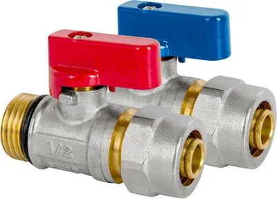 Productafbeelding van PEX-mini kogelkraan met afsluiters, 1/2" aansluiting, voor koud water - model: DART.380-1/2