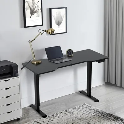 Produktbild von Faziango Höhenverstellbarer Schreibtisch 140 x 60 x (70-115) cm, Elektrisch Standing Desk mit USB-A/C Ladeanschluss, Memory-Steuerung, Kollisionschutz Funktion, Schwarz