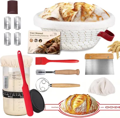Immagine prodotto di Cestino per lievitazione, 25 cm, contenitore per lievito madre, 700 ml, rotondo, per la preparazione del pane