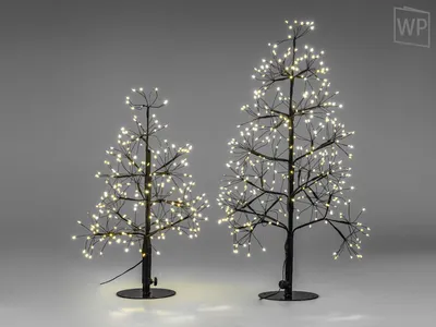 Produktbild von 2er Set LED Deko Tannenbäume mit Funkeleffekt H. 45 + 60cm schwarz Formano W25