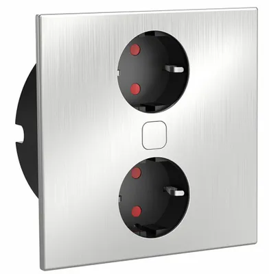 Produktbild von HPF Einbausteckdose Duplex-Q, 2 Steckdosen, Edelstahl