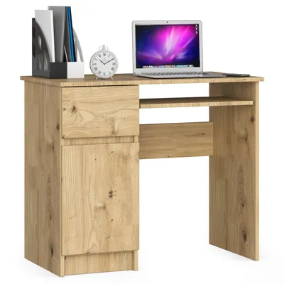 Obrázek produktu pro Akord Psací stůl Piksel levý 1 zásuvka 1 skříňka řemeslnický dub 90x50x77
