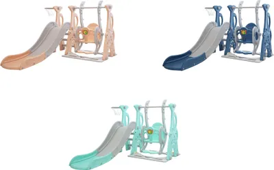 Produktbild von Clamaro Rutsche, Schaukel für Kinder, Kinderrutsche, Garten, Baby, drinnen oder draußen, Basketballkorb , Modell:Mint