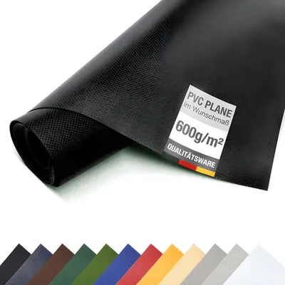 Produktbild von LKW PVC Plane 600 g/m² Meterware Abdeckplane matt (Schwarz, 3m x 5m)