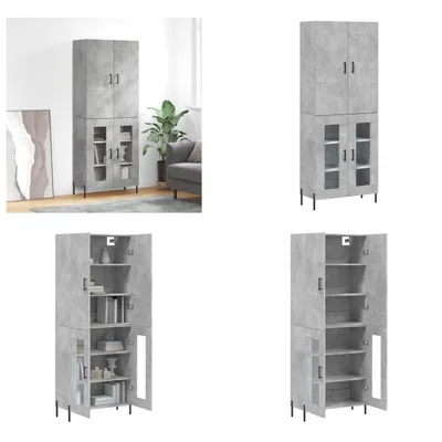 Produktbild von vidaXL Highboard Betongrau 69,5x34x180 cm Holzwerkstoff - Highboard - Highboards - Sideboard - Schrank