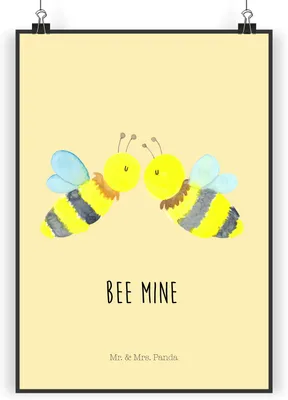 Produktbild von Mr. & Mrs. Panda Bild Biene Liebe DIN A3 - Gelb Pastell - Geschenk, wanddeko, Kunstdruck, Wandbild, drucke, Plakat