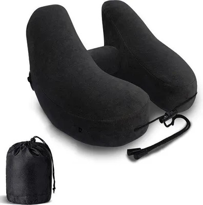 Produktbild von Famanu Reisekissen Ergonomisches Nackenkissen für lange Flüge - Schwarz