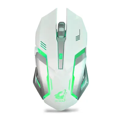 Image de X7 Souris de jeu sans fil Rechargeable LED rétro-éclairé USB Souris optique ergonomique 2400DPI Mode jeu informatique pour les joueurs pro, Blanc